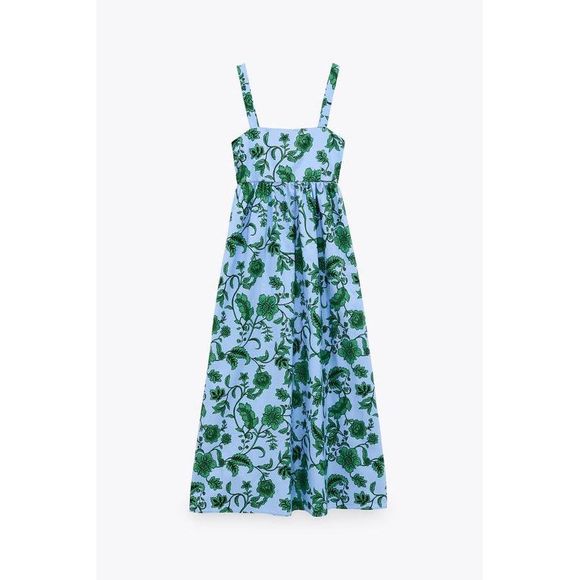 Zara | Dresses | Blue Long Maxi Floral Dress Zara Pockets Nwt | Poshmark